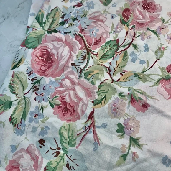 Vtg Lauren Ralph Lauren Cream Floral Cottagecore Pond Cotton Pillowcase Set 2 - Picture 8 of 8
